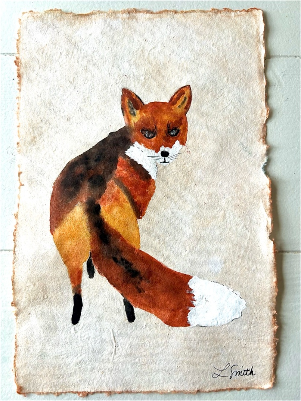 Original Watercolor Fox Painting,